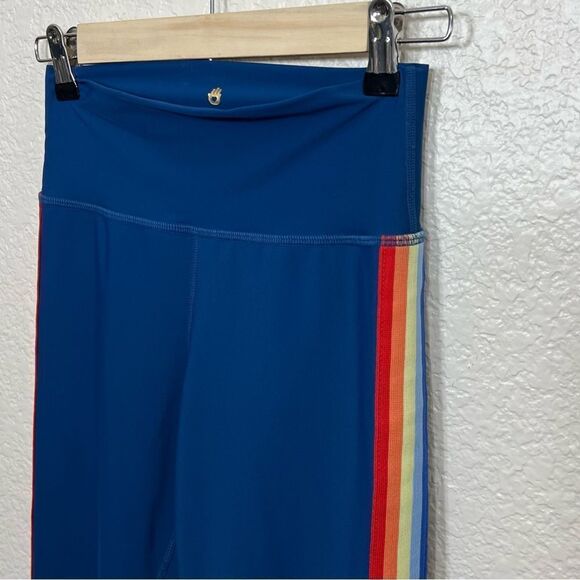 Spiritual Gangster 7/8 Rainbow Stripe Active Legging Blue Yoga Size S - Picture 7 of 13